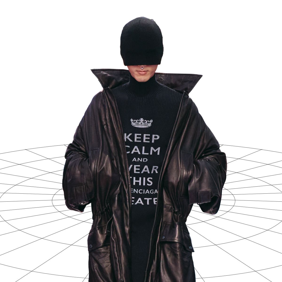 3 발렌시아가 2024 F/W 컬렉션. 제2차 세계대전 중 탄생한 ‘Keep Calm and Carry On’ 슬로건은 현재까지도 수많은 패러디를 낳고 있다. 