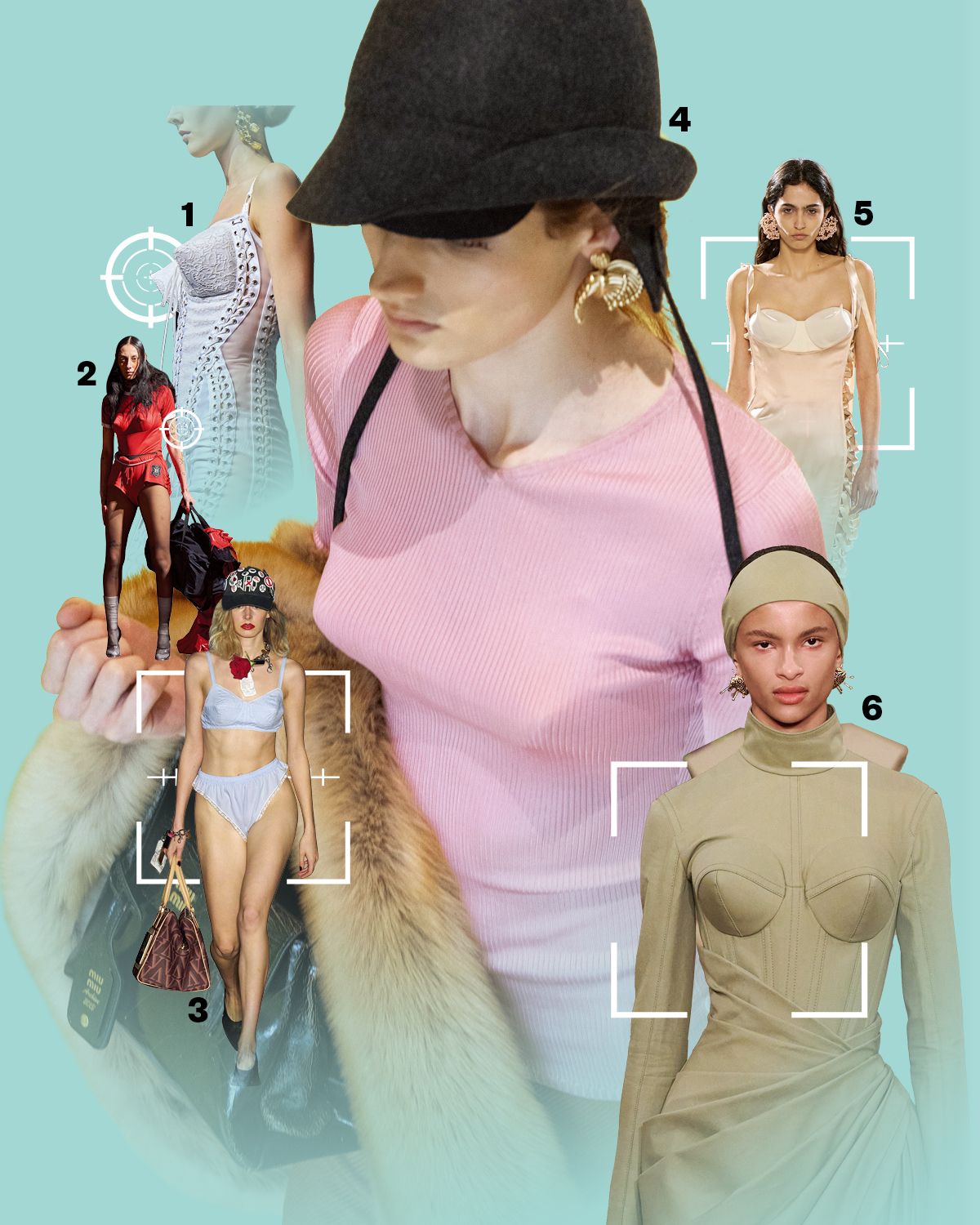 1 dolce&gabbana 2024 s/s 2 dilara findikoglu 2024 f/w 3 vaquera 2025 s/s 4 miu miu 2025 f/w 5 Jean paul gaultier 2024 s/s haute couture 6 balmain 2024 f/w
