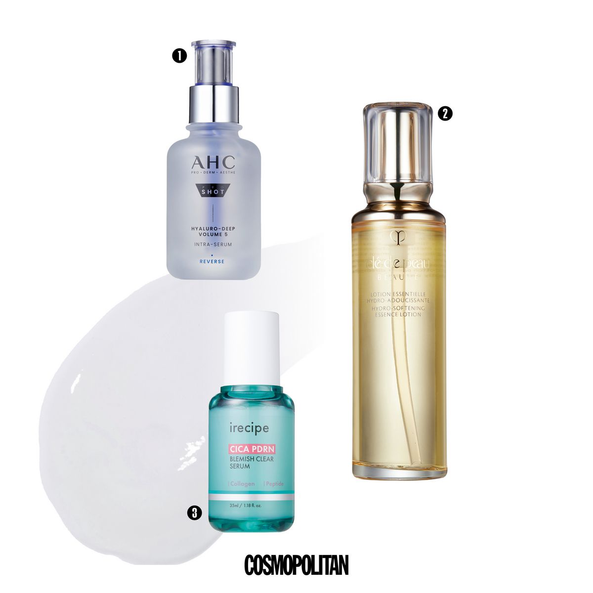 1 보습과 영양을 한 번에 최대 20겹의 분자 구조로 구성된 5D 히아 필 테크놀로지가 피부 깊숙이 수분을 밀착시킨다. 여기에 순도 98%의 판테놀 성분이 손상된 피부 장벽을 탄탄하게 강화한다. 프로 샷 히알루로 딥 볼륨 5 인트라 세럼 4만5천원 AHC. 2 모닝 틈새 보습 케어를 위해 풍부한 아미노산을 함유한 포티파이트 아미노 퍼먼트 성분을 촉촉한 에센스 로션 타입에 담았다. 사용 후 안색이 환해지고 피부 결이 한결 매끄러워진다. 하이드로-소프트닝 에센스 로션 18만원 Clé de Peau Beauté. 3 붉은 기 아웃 순도 99%의 저분자량 비건 PDRN 성분이 착색과 손상, 꺼진 흔적을 집중적으로 케어해 피부에 생기가 차오르고 피부 톤이 밝아진다. 시카 PDRN 클리어 세럼 3만2천원 Irecipe.