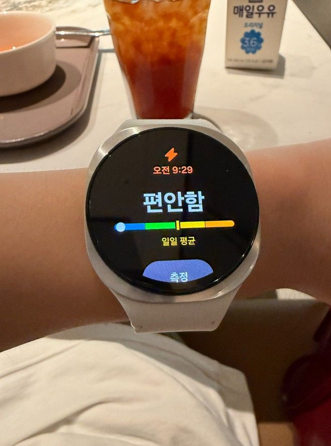 라운지 가서 휴식을 취했을 때 '스트레스 지수'