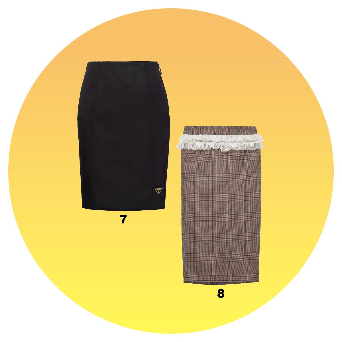 7 블랙 스커트 1백96만원 Prada. 8 프릴 스커트 2백80만원 McQueen.