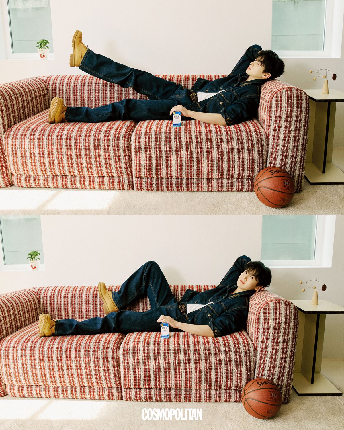  데님 재킷 & 팬츠 셋업 Lee. 티셔츠 Levi’s. 슈즈 Timberland. 벨트 스타일리스트 소장품.