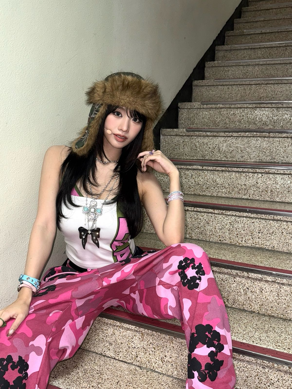 나띠의 패턴 스웨트 팬츠. 인스타그램 @kissoflife_s2