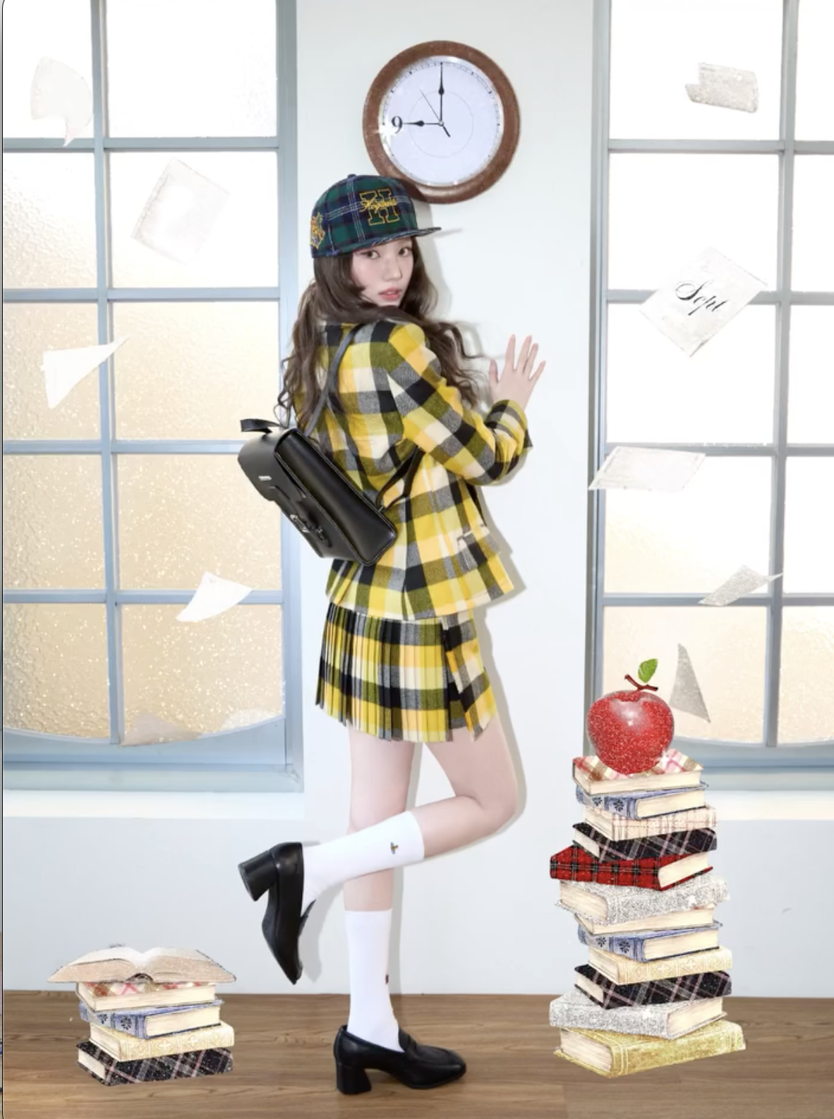 체크 뉴에라로 프레피 룩을 완성한 키키 수이. 인스타그램 @kiiikiii.official