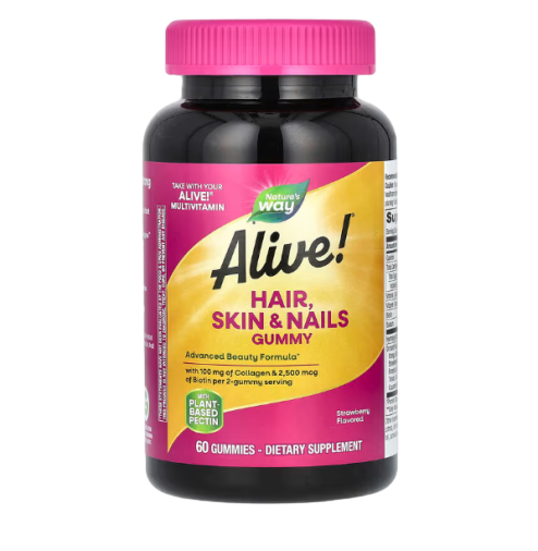 모발, 피부 & 손발톱 구미젤리, 딸기 맛, 구미젤리 60개