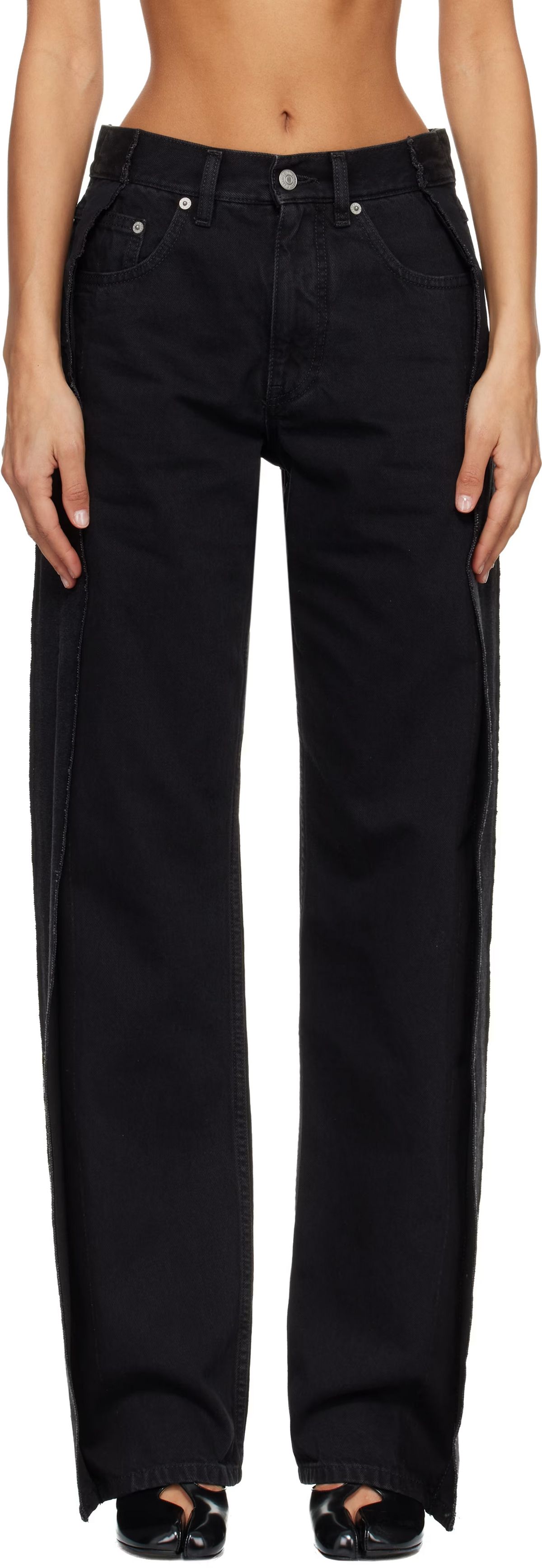 블랙 스트레이트 핏 데님 진