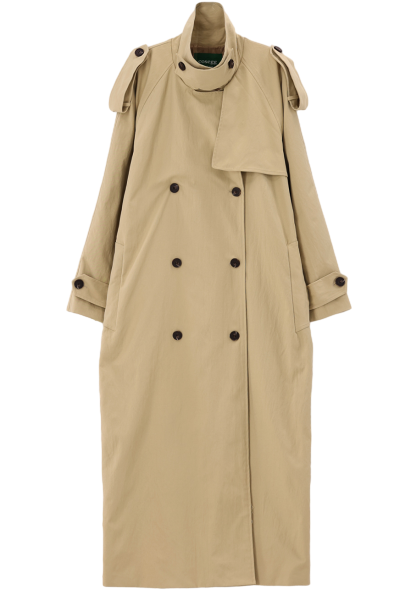 더블 버튼 롱 트렌치 코트
