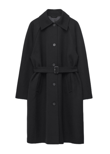 타이 벨트 울 트렌치 코트