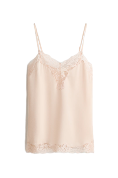 레이스 디테일 스트랩 탑