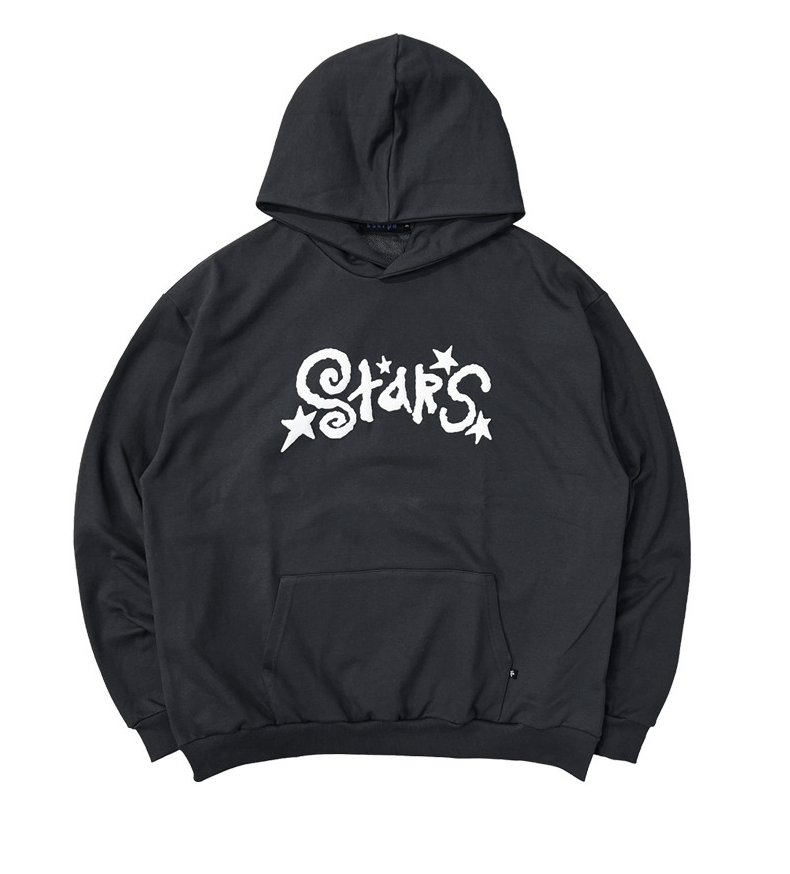 Star Embossed Hoodie Charcoal