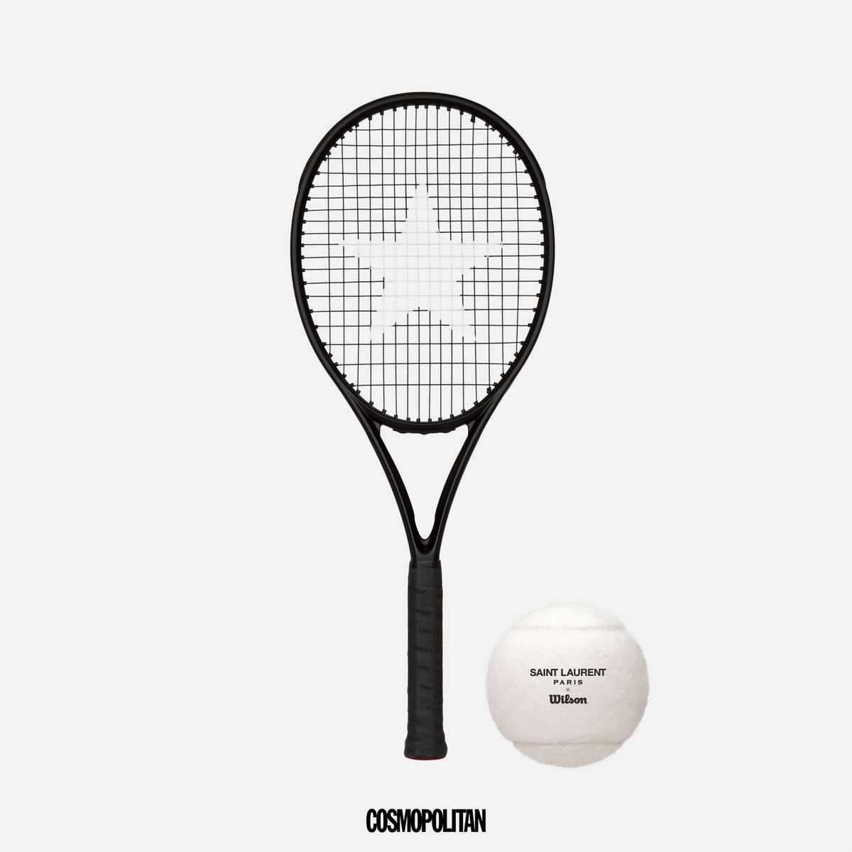 윌슨과 협업한 테니스 라켓, 테니스공 모두 가격미정 Saint Laurent by Anthony Vaccarello.