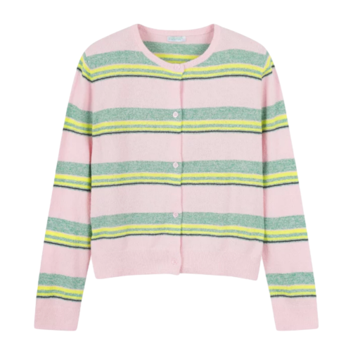 스트라이프 테리 니트 가디건