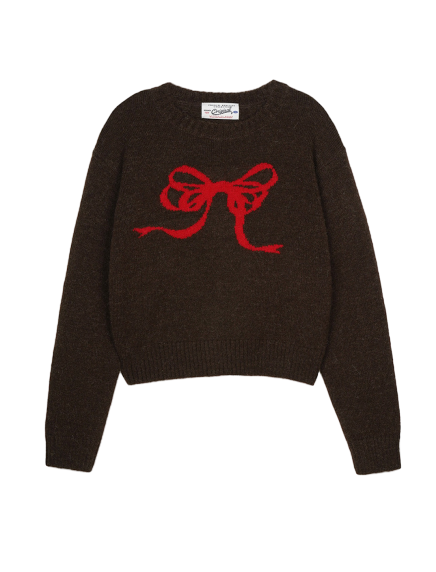 리본 자카드 니트