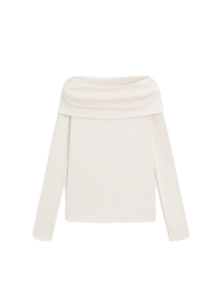 코튼 블렌드 오프숄더 티셔츠