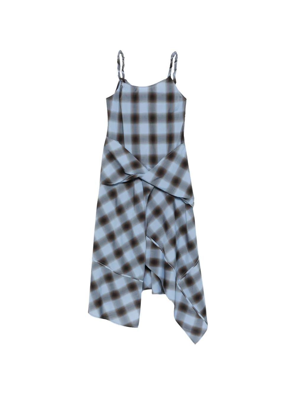 체크 패턴 미디 원피스