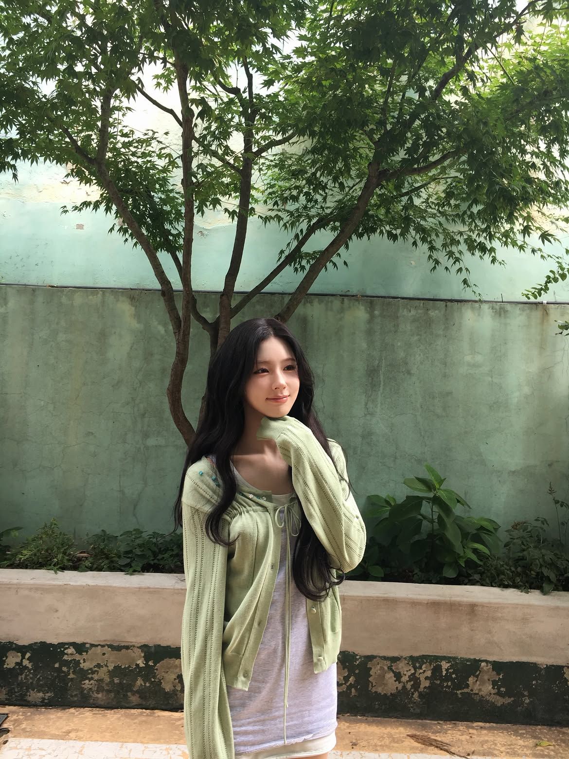 아이들 미연, 시어 가디건 패션 | 인스타그램 @noodle.zip