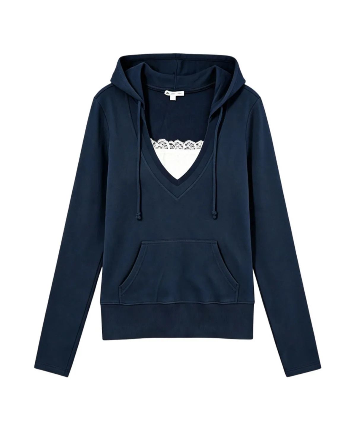 T-shirt with Lace Neckline and Hood 4만2000원