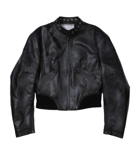 Emboss Faux Leather Bomber