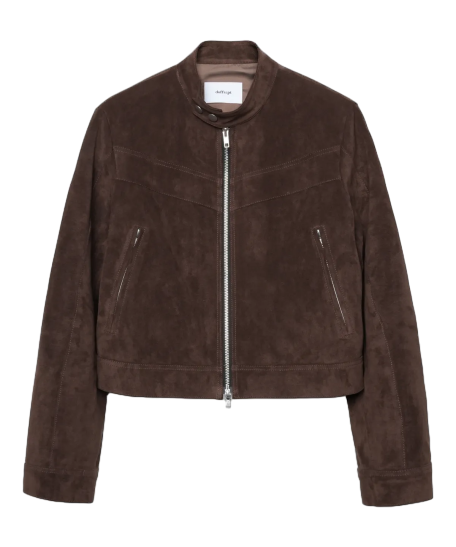 Vegan Leather Suede Racer Jacket in Mocha