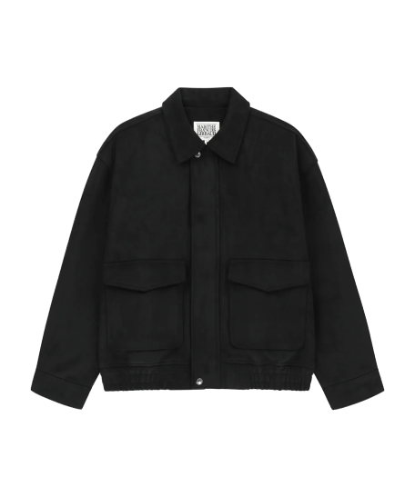 FAUX SUEDE BLOUSON JACKET black