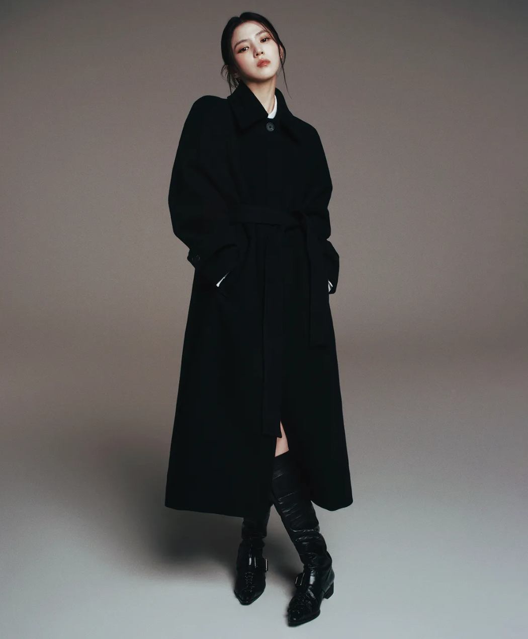 우먼즈 캐시미어 블렌드 발마칸 로브 코트