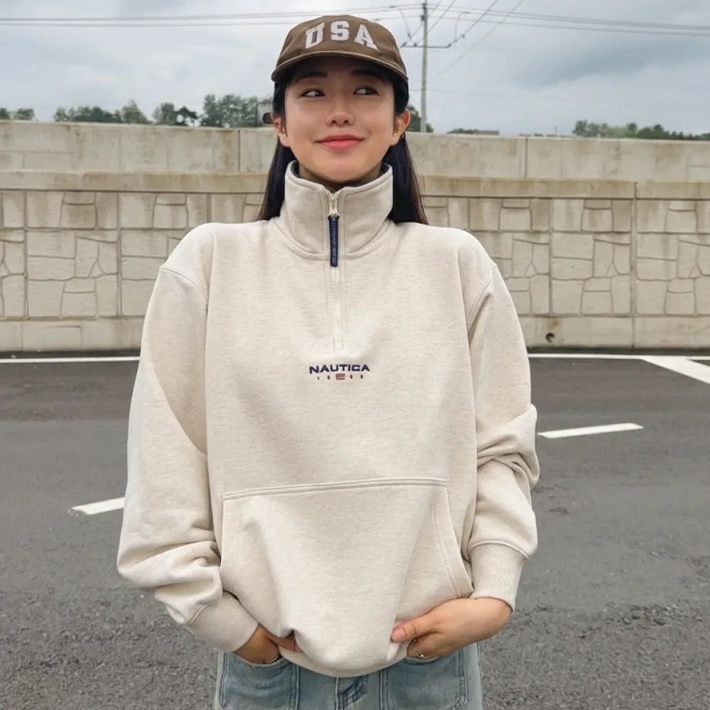 83플래그 하프 집업 스웨트셔츠 기모
