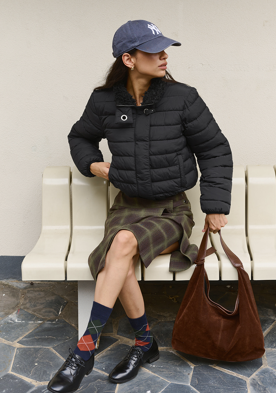 Hairy Neck Light Puffer Jacket Black