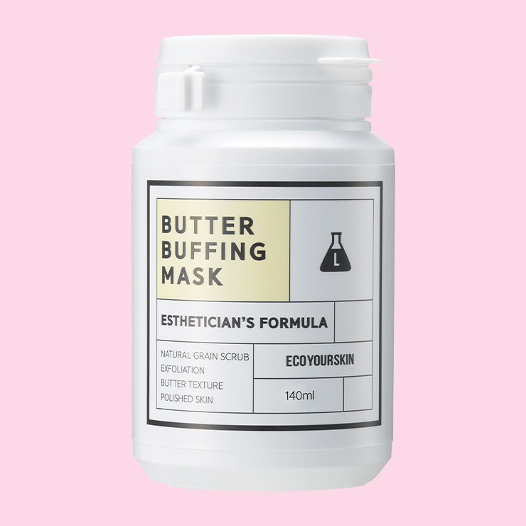 에코유어스킨 버터버핑 마스크 2만8천원─물이 1%도 함유되지 않은, 9가지 곡물 파우더와 식물성 오일이 믹스된 부드럽고 촉촉한 버터 타입의 각질 제거 마스크. 